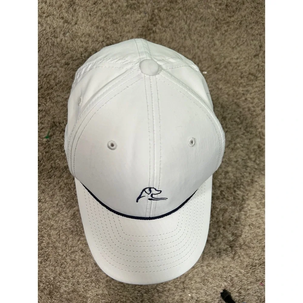 Rhoback Mens White Performance Snapback Hat Logo Golf Preppy Sporty Nautical